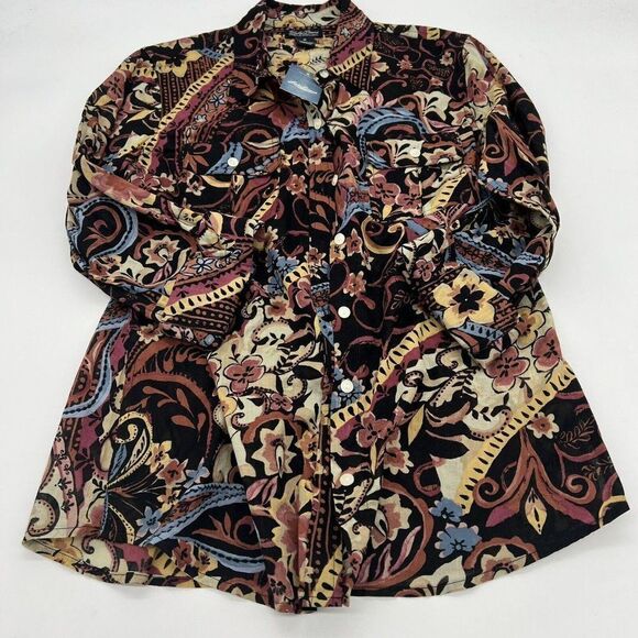 Lucky Brand Womens M Floral Paisley Print Button Front Shirt Blouse NWT - Picture 1 of 4